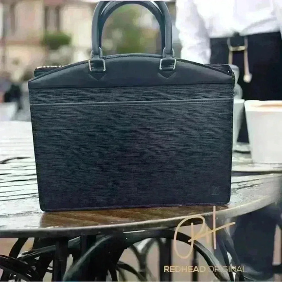 LOUIS VUITTON LV Logo Riviera Hand Bag Epi Leather Black France - Picture 1 of 9